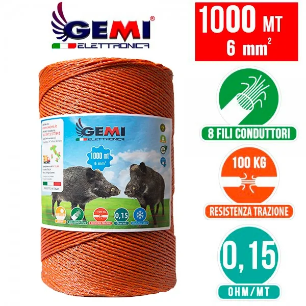 Alambre 1000 m 6 mm² para pastores eléctricos