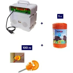 Pastor eléctrico Kit completo para jabalíes con electrificador de 220 V, 500 m de cable de 6 mm² y aisladores para postes de m