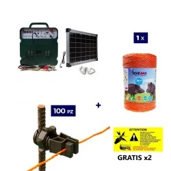 Pastor eléctrico Kit completo con panel solar: electrificador de 12 V y 500 m de cable de 6 mm² para valla eléctrica.