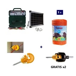 Pastor eléctrico Kit completo con panel solar: electrificador de 12 V y 500 m de cable de 6 mm² para madera para cerca eléctrica.