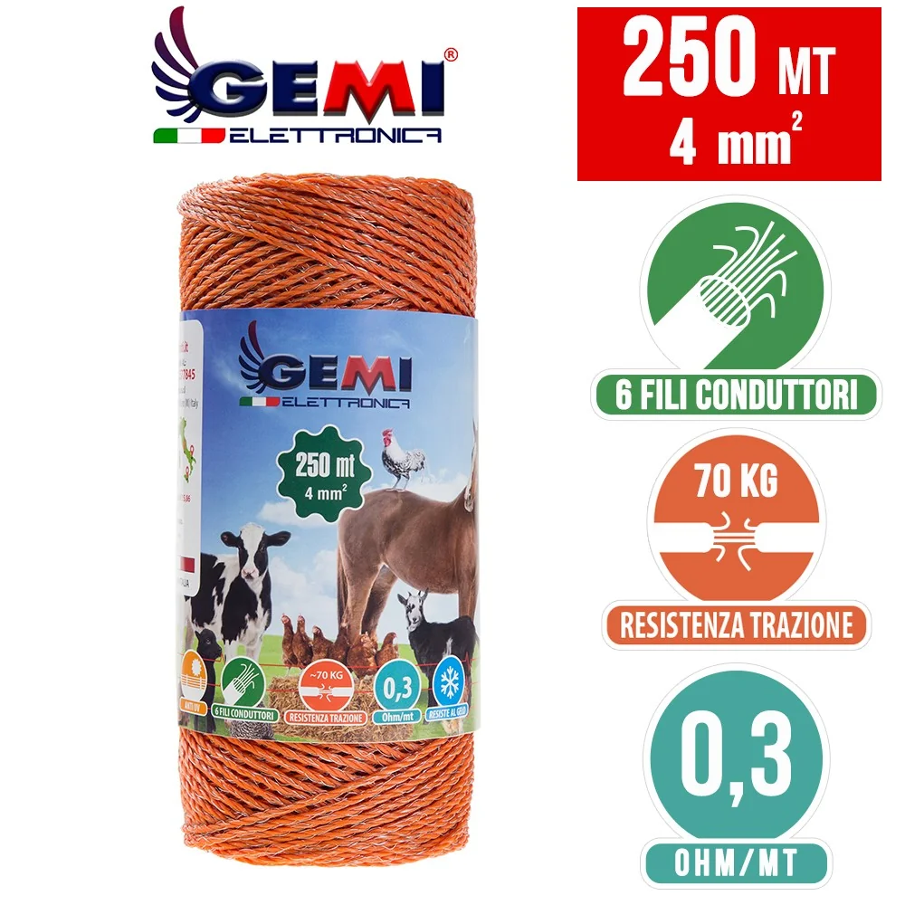 Alambre 250 m 4 mm² para pastores eléctricos