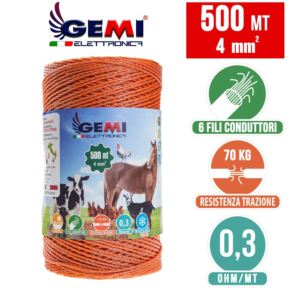 Alambre 500 m 4 mm² para pastores eléctricos