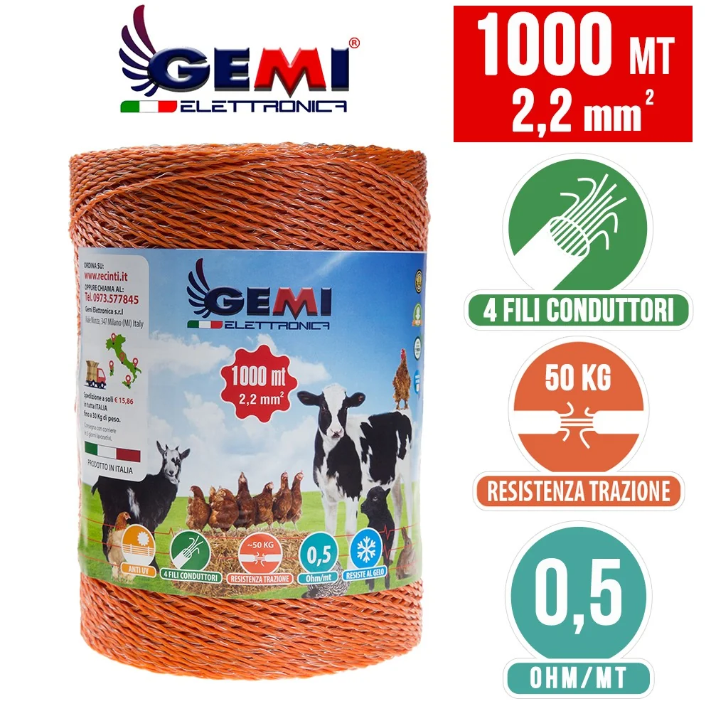 Alambre 1000 m 2.2 mm² para pastores eléctricos
