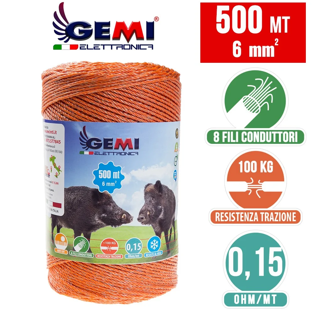 Alambre 500 m 6 mm² para pastores eléctricos