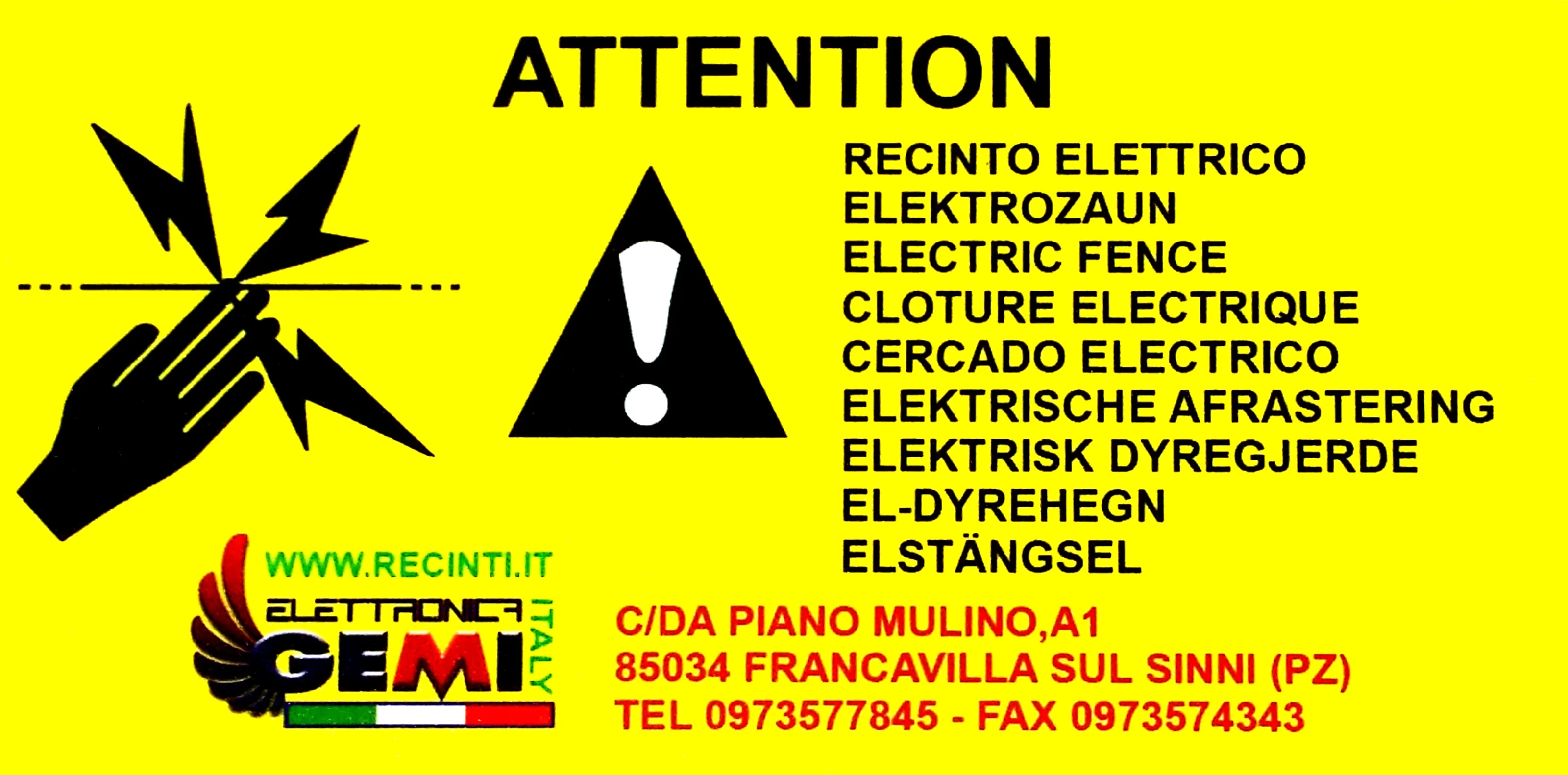 Señal de peligro de plastico para pastores eléctricos
