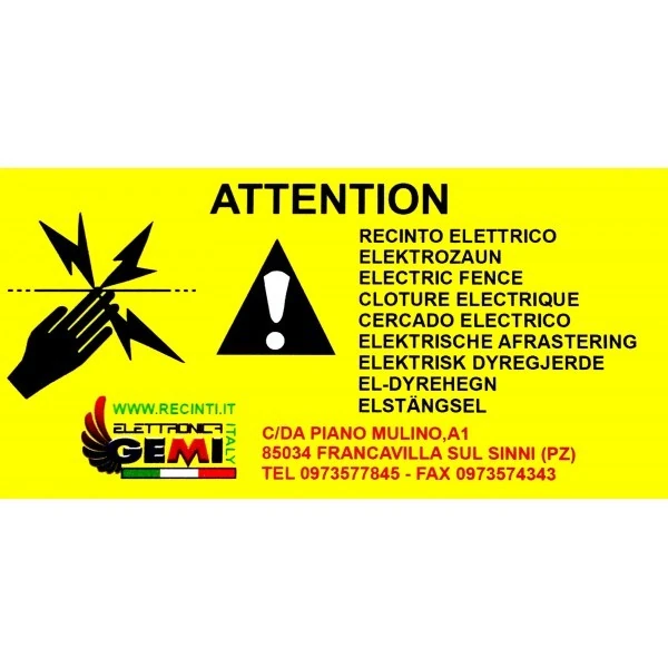 Señal de peligro de plastico para pastores eléctricos